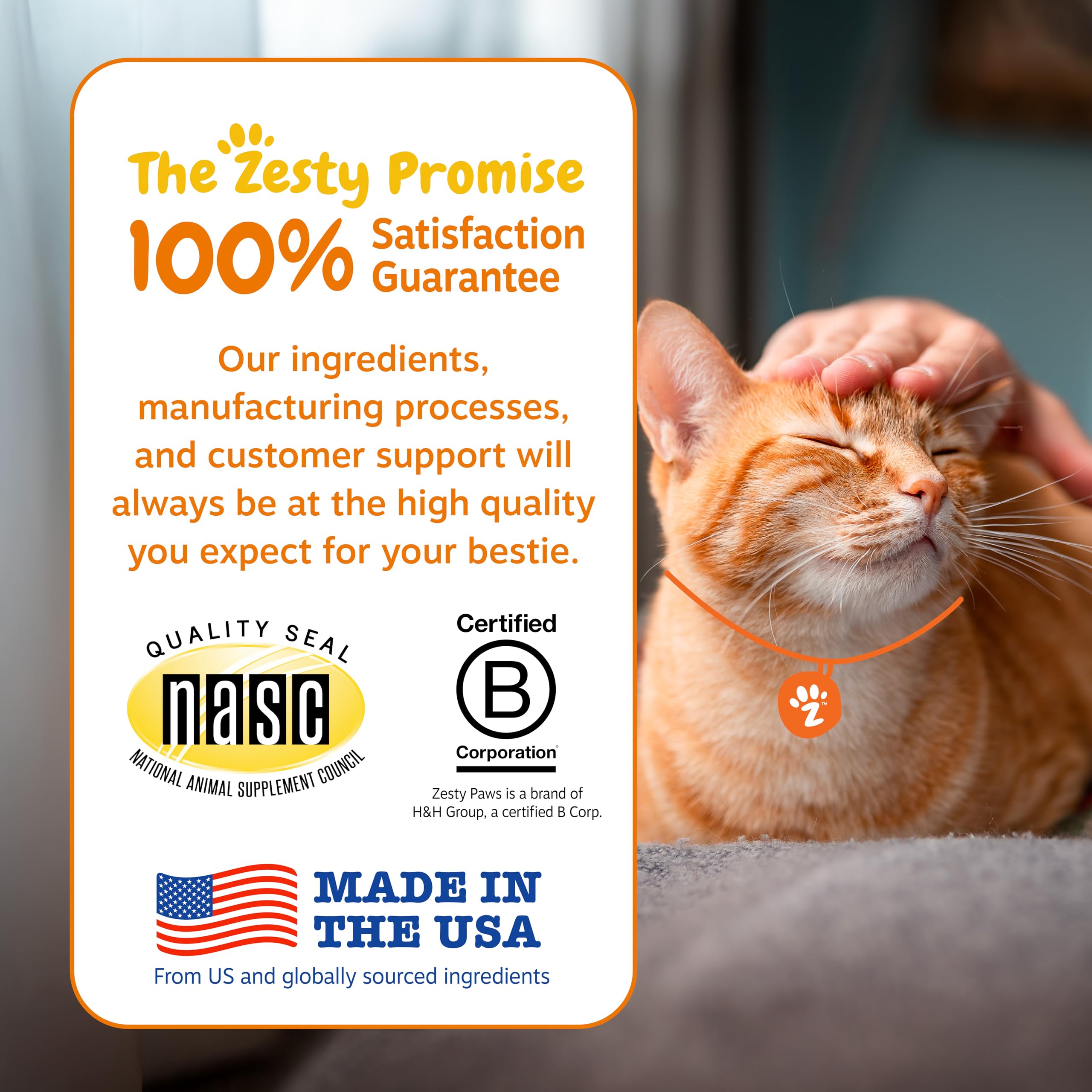 Zesty Paws Hairball Bites omega-3 fish oil supports feline skin health