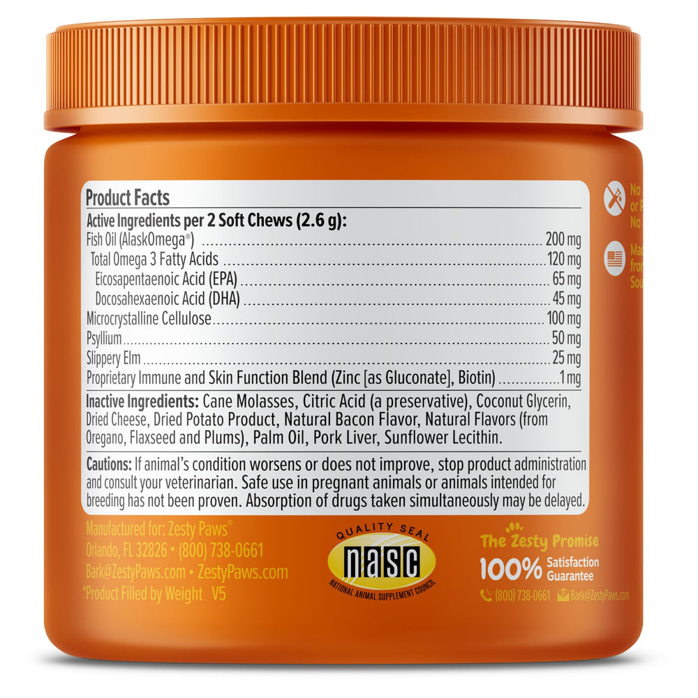 Zesty Paws Hairball Bites packaging with resealable pouch