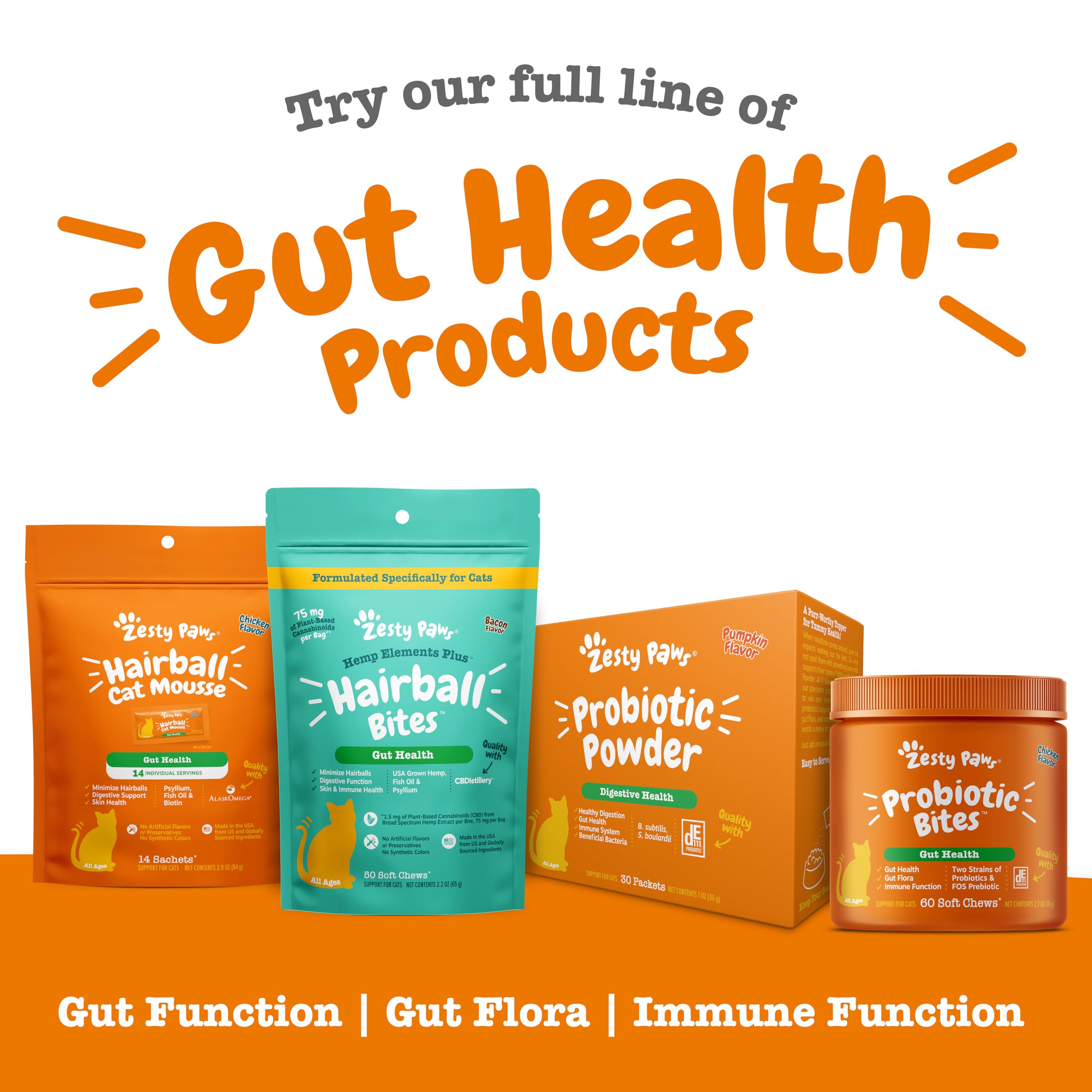 Zesty Paws Hairball Bites zinc biotin for skin moisture