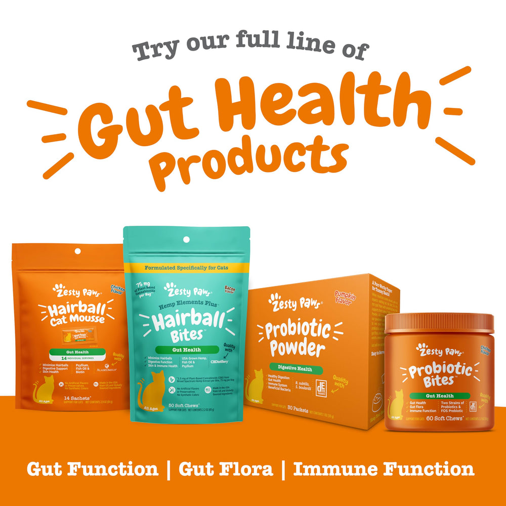 Zesty Paws Hairball Bites zinc biotin for skin moisture