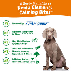 Dog smiles after chewing Zesty Paws Hemp Calming Chews suggesting mood support.