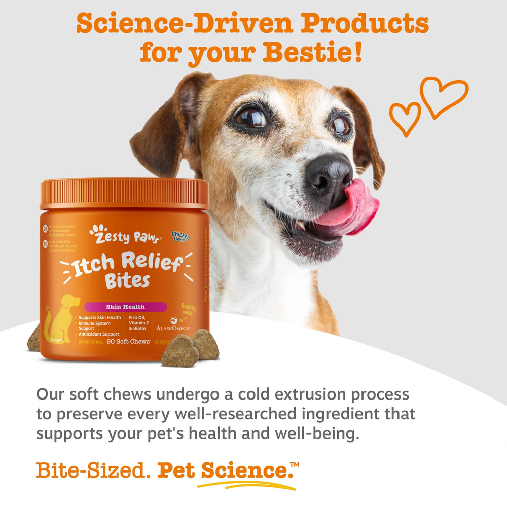 Zesty Paws Itch Relief skin close-up showing coat health.