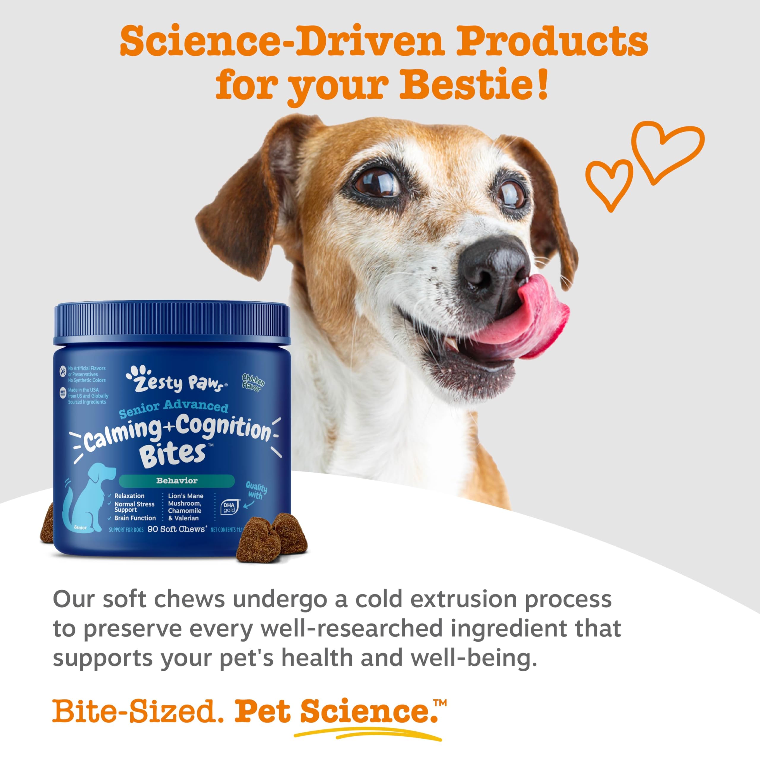 Zesty Paws Melatonin soft chews illustrate relaxation support for daily routines.