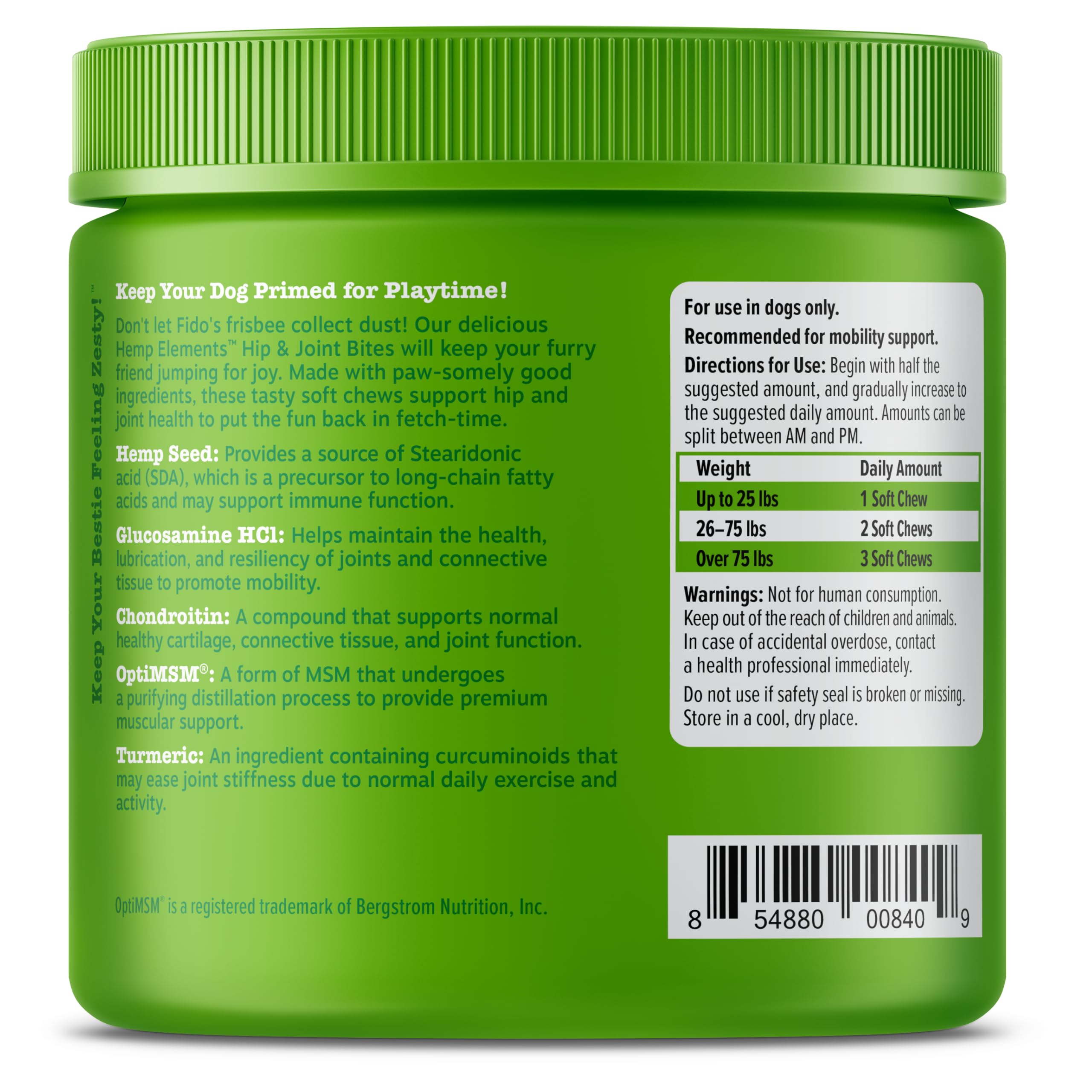 Zesty Paws Mobility Bites dog enjoying a tasty chew during activity.