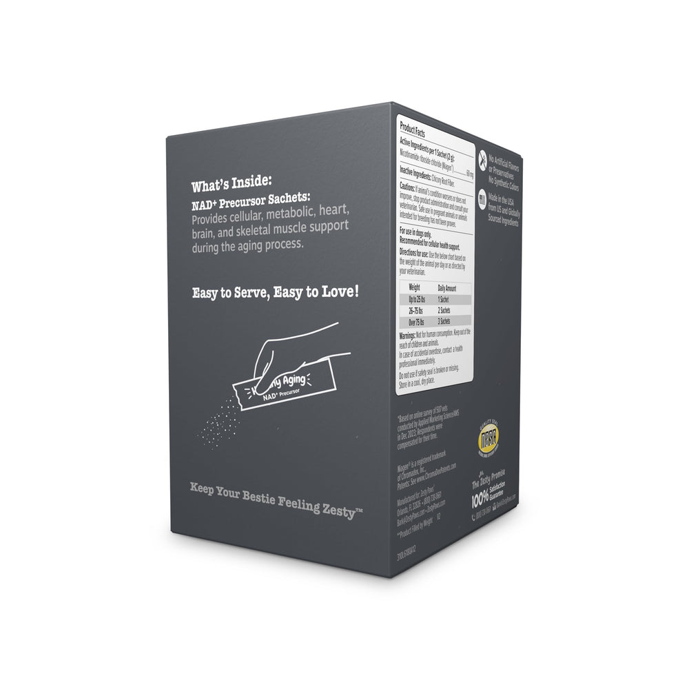 Zesty Paws NAD+ ingredients featuring Niagen for cellular energy