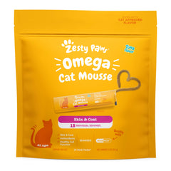 Zesty Paws Omega Cat Mousse tuna-tube closeup for easy rewards