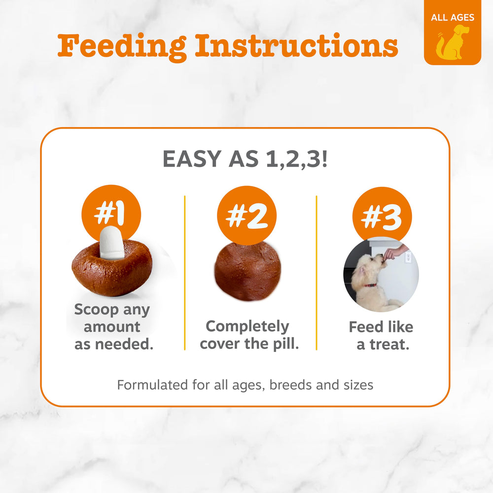 Zesty Paws Pill Wrap Probiotic Paste packaging shows 4.2 oz bottle for 60 portions.