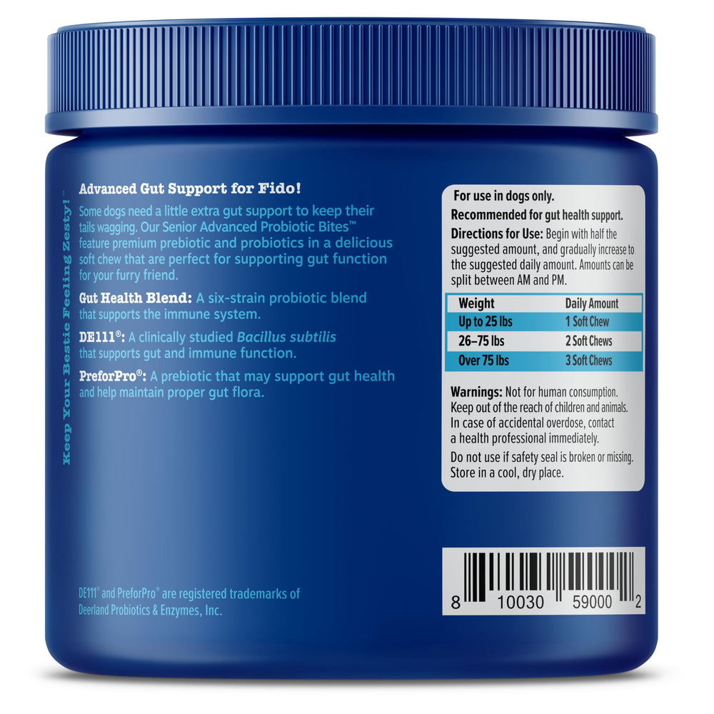 Zesty Paws bottle and calendar implying a daily routine for dogs