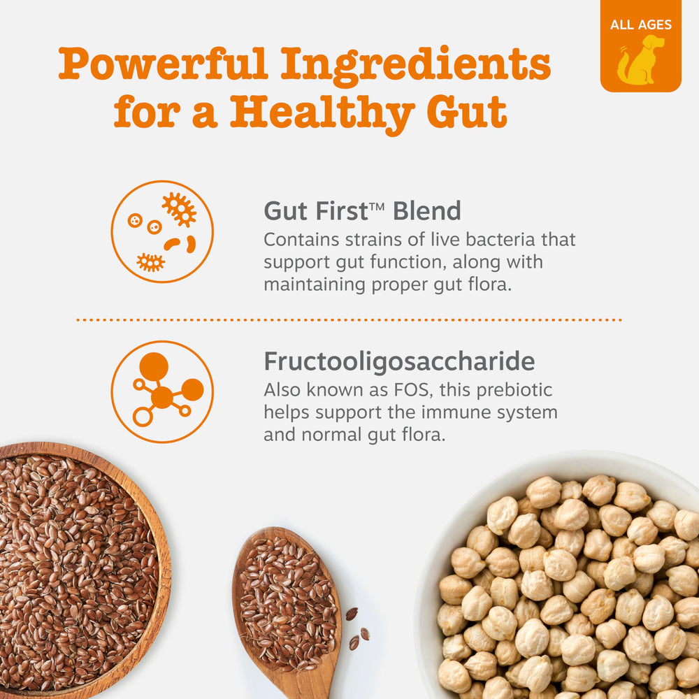 Zesty Paws Probiotics for Dogs soft chews closeup highlighting texture.