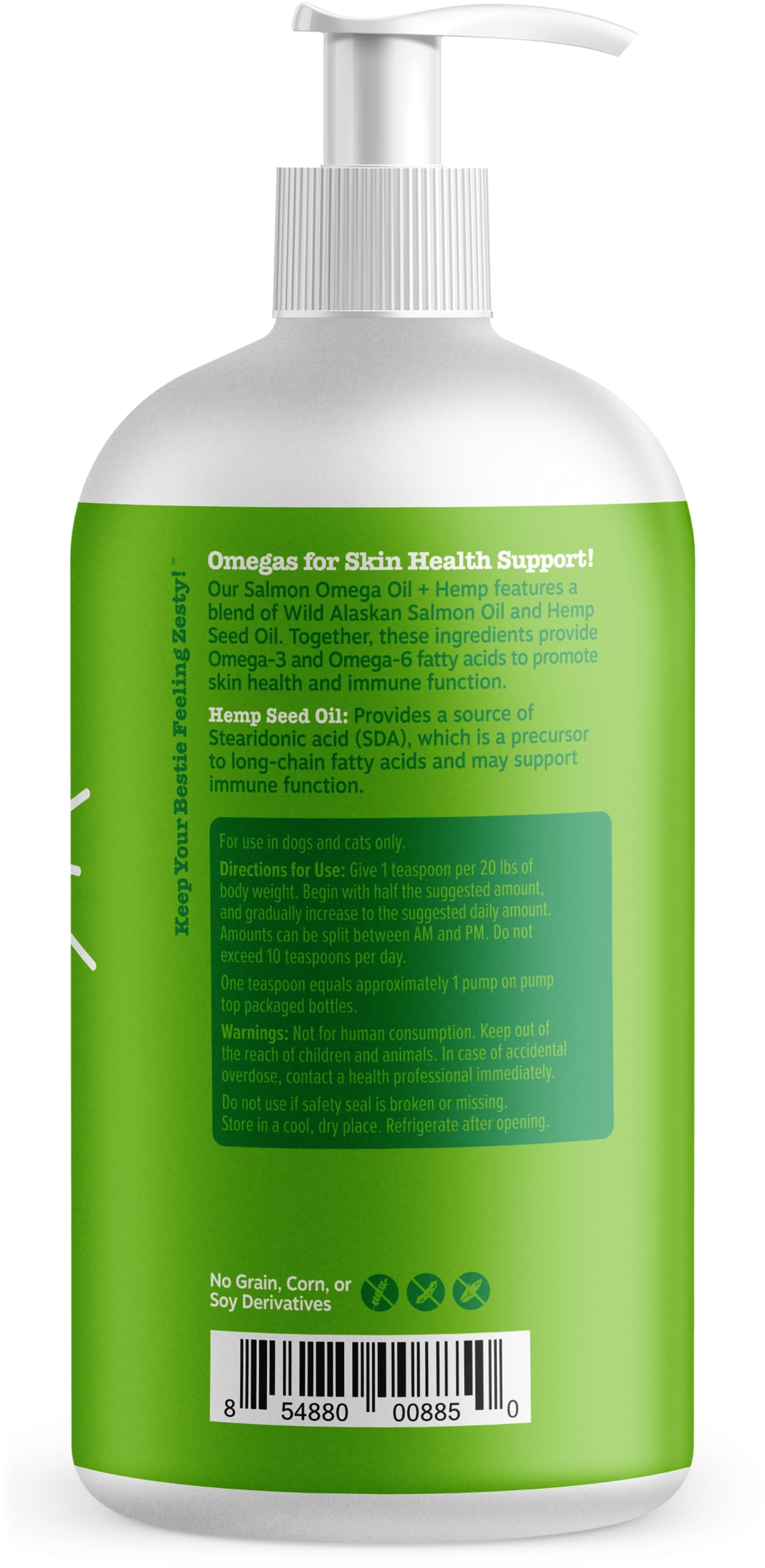 Zesty Paws Salmon Omega Oil Hemp mealtime suggests easy daily supplement routine.