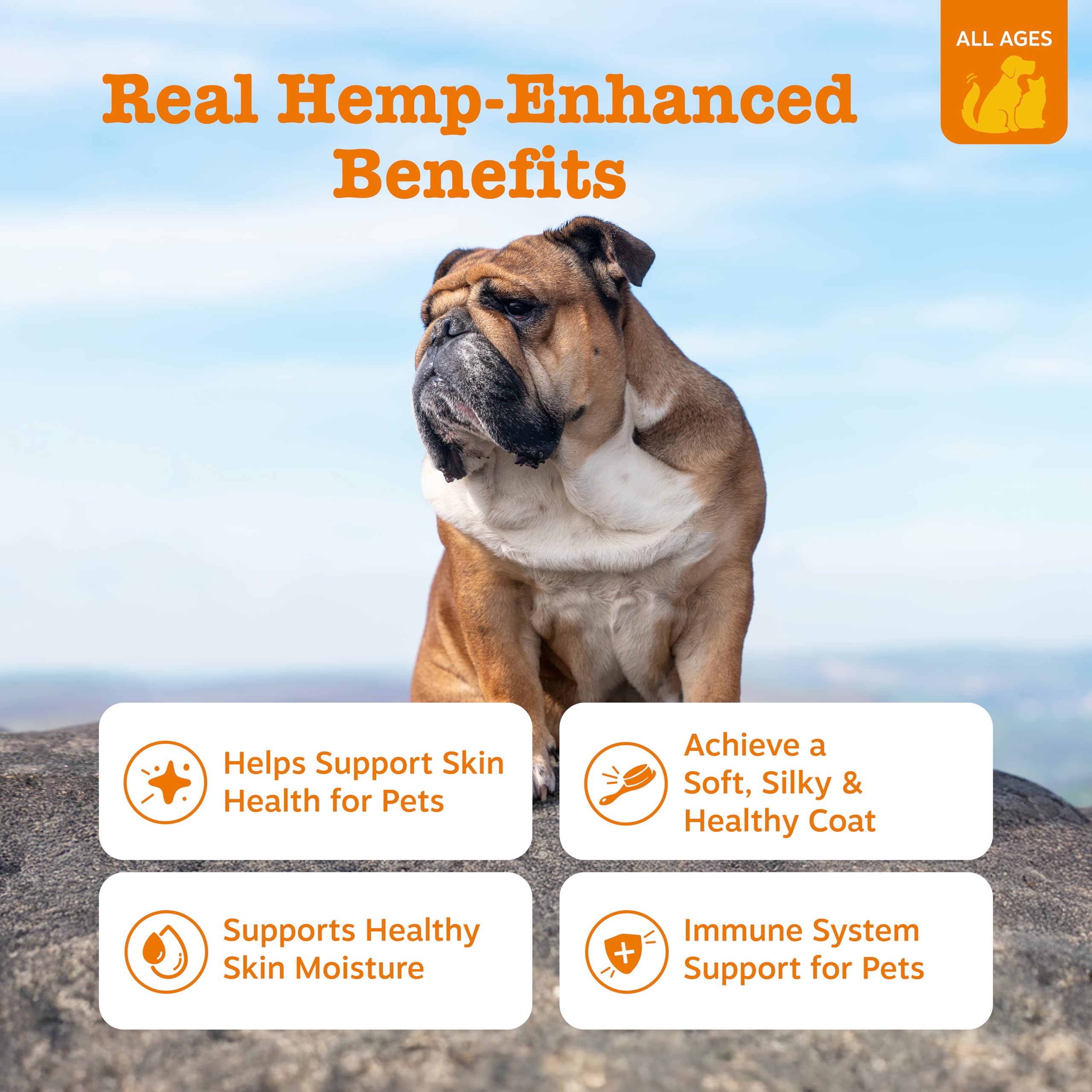 Zesty Paws Salmon Omega Oil Hemp on food shows convenient daily administration for healthier coats.