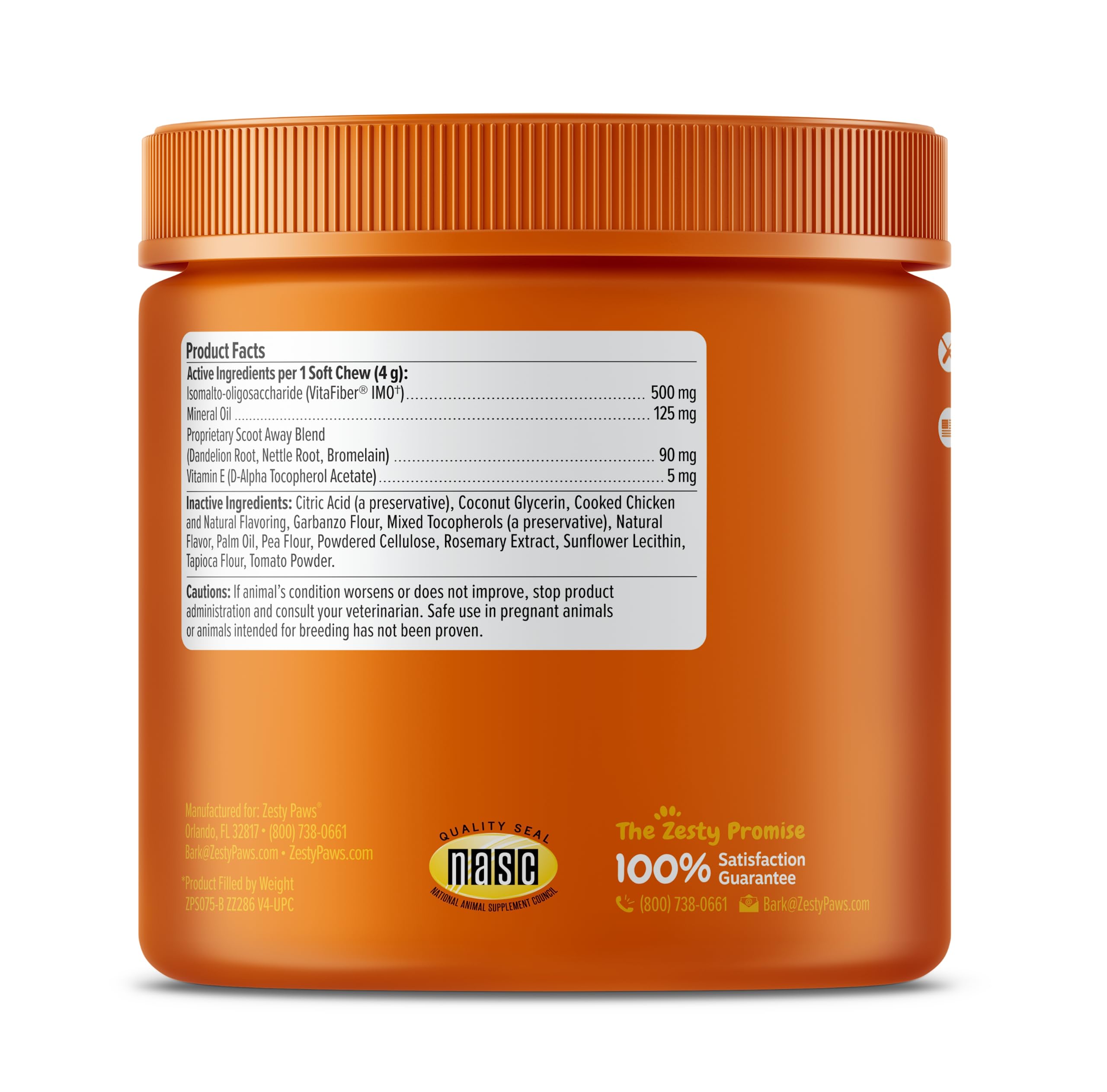 Zesty Paws Scoot Away supports gut balance and bowel function.