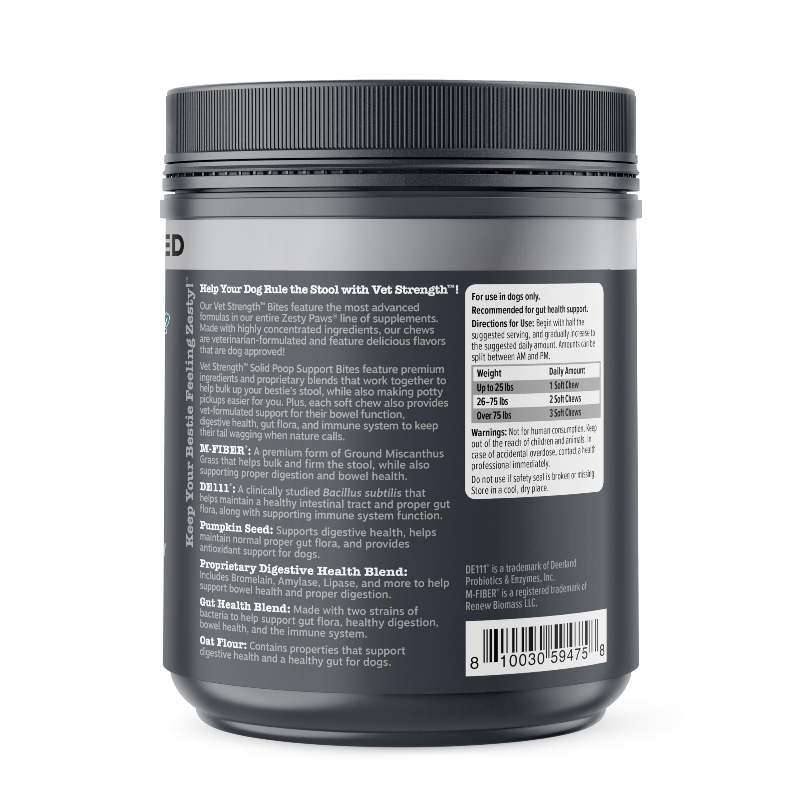 Zesty Paws prebiotics FOS and probiotics supporting gut health