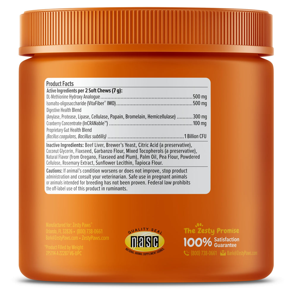 Zesty Paws Stay Green Bites beef-flavor treats suitable for daily use.