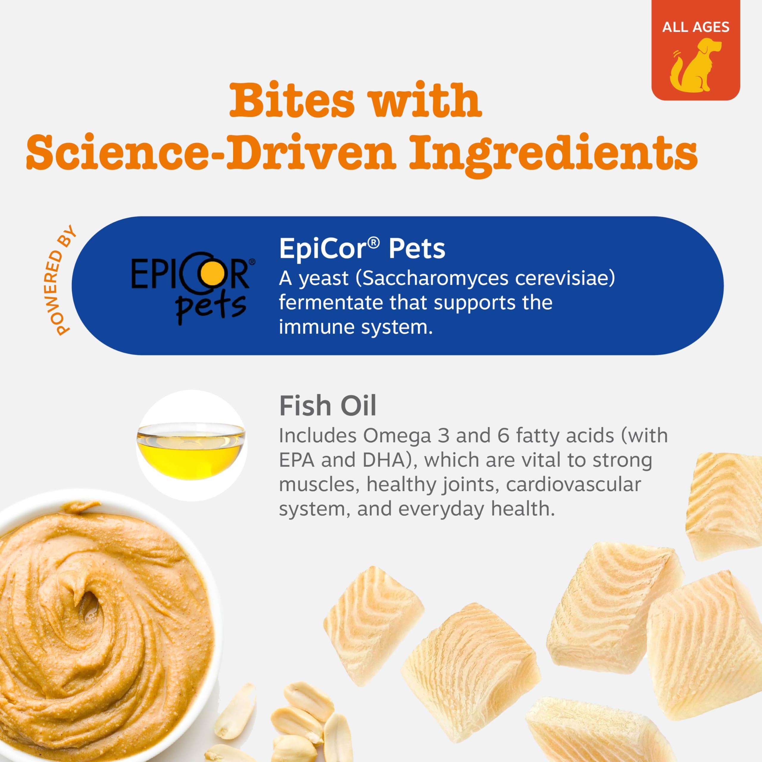 Zesty Paws training treats dog eating bite highlights soft, chewy texture for training.