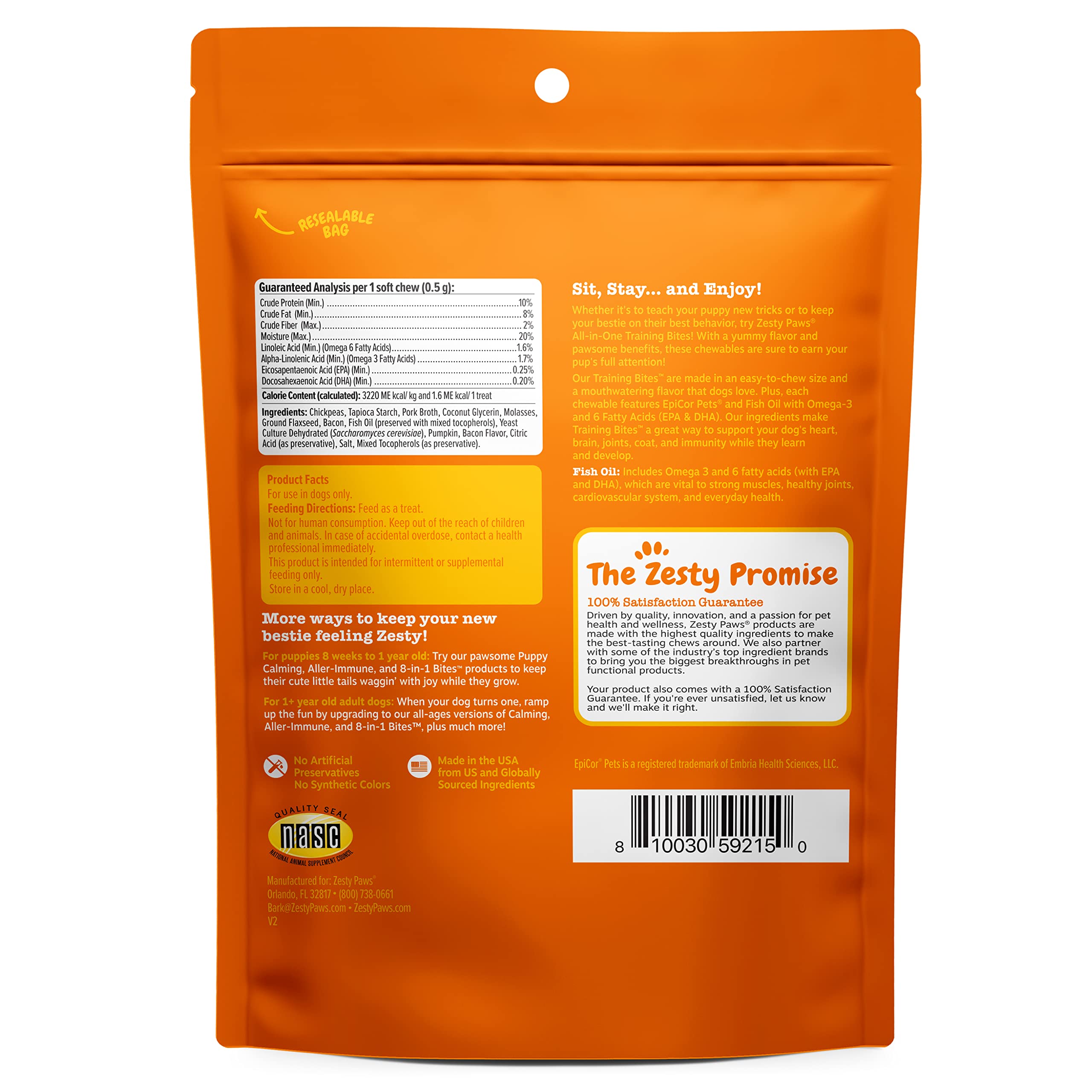 Zesty Paws soft-chew for all ages—hip and joint-supporting help for active dogs.