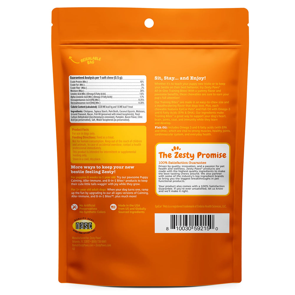 Zesty Paws soft-chew for all ages—hip and joint-supporting help for active dogs.