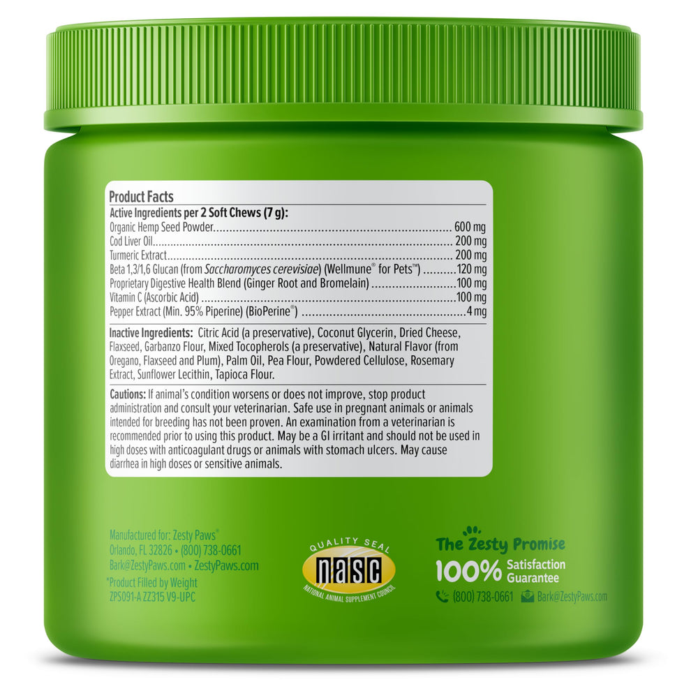 Zesty Paws turmeric with Bioperine aids absorption of curcuminoids.