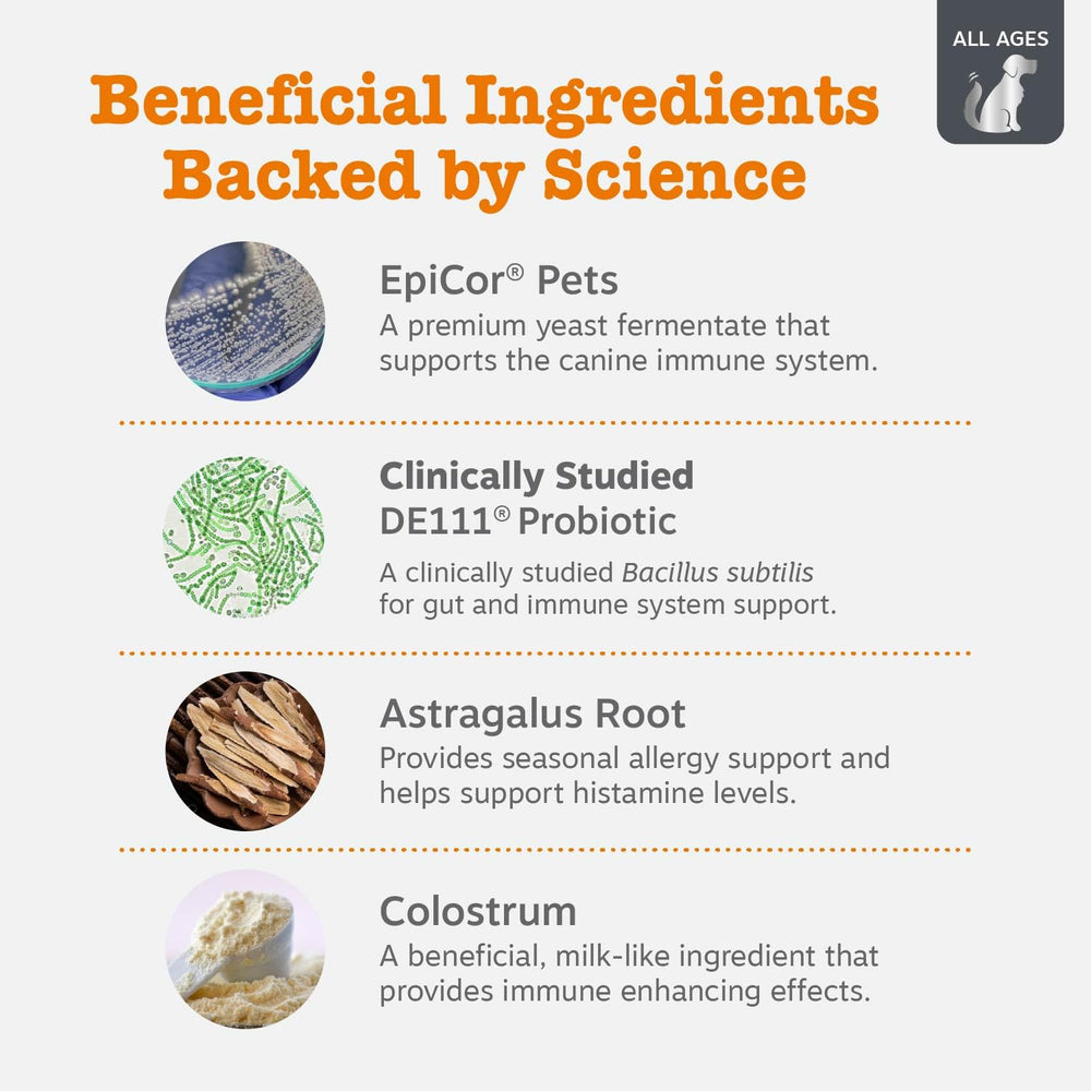 Zesty Paws Vet Strength chews texture close-up; easy daily dosing for gut health support.