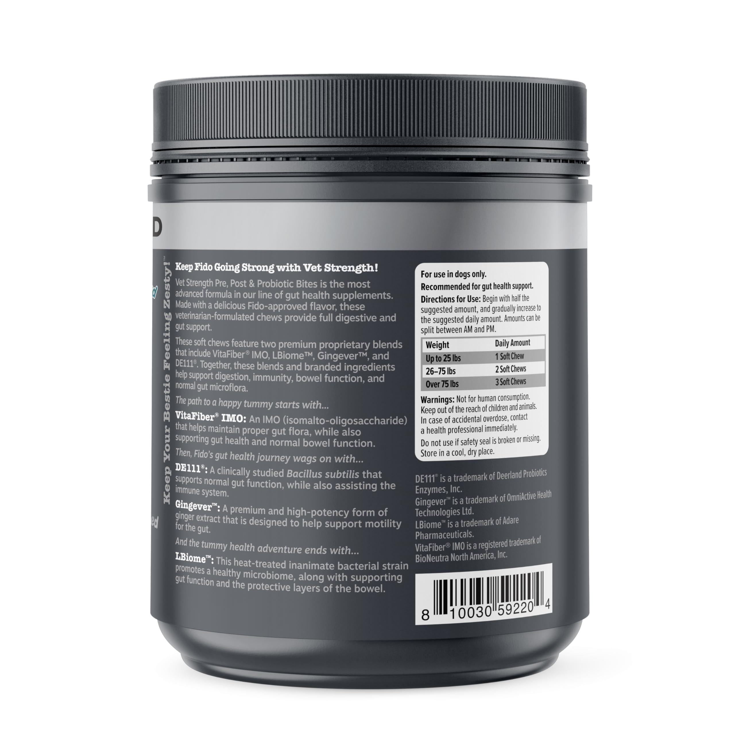 Zesty Paws Vet Strength Probiotics chews shown as tasty treat.