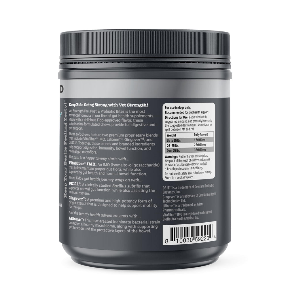 Zesty Paws Vet Strength Probiotics chews shown as tasty treat.