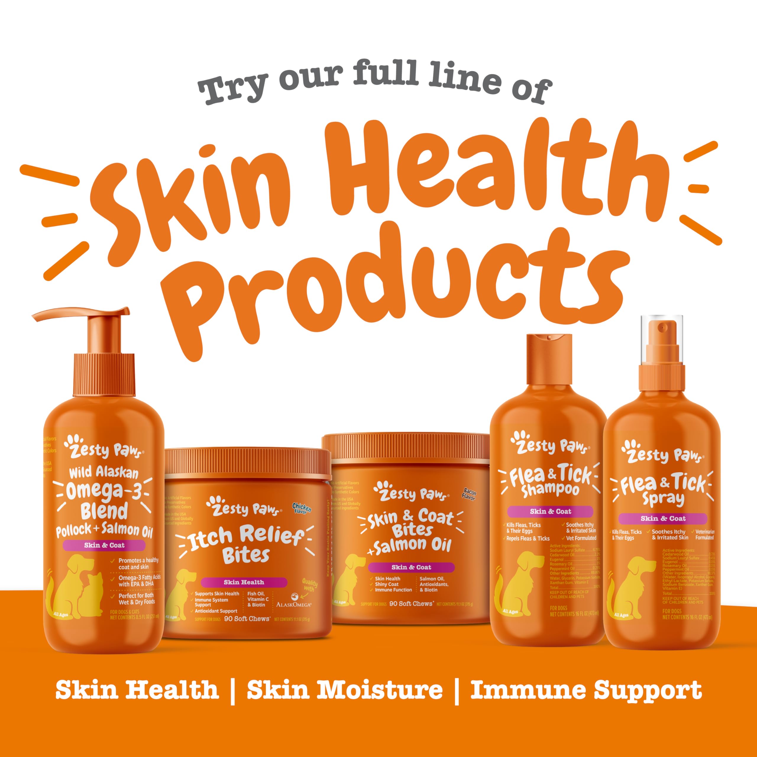 Zesty Paws Omega-3 Blend supports immune function and joint comfort