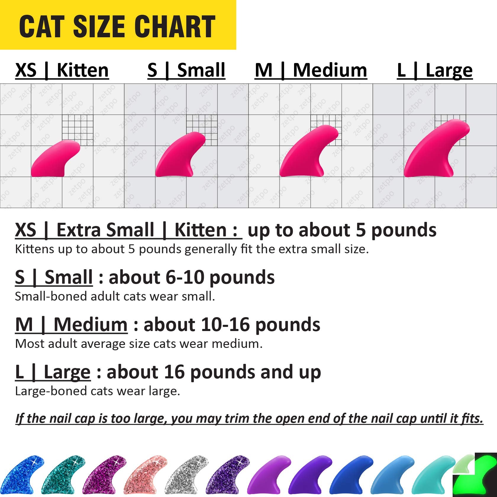 zetpo cat claw caps application tools demonstrates glue and applicators included for precise fitting