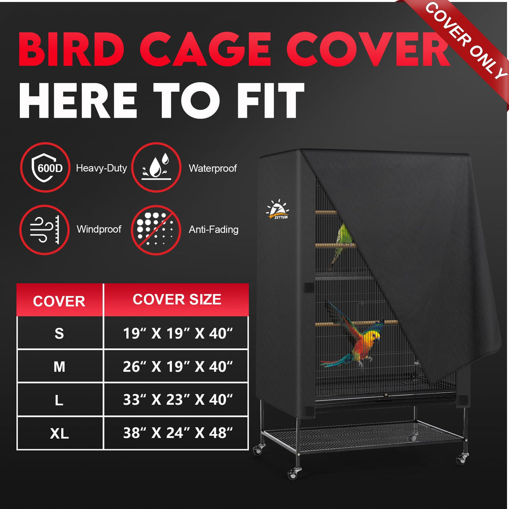 Zettum bird cage cover with waterproof, durable fabric for outdoor use