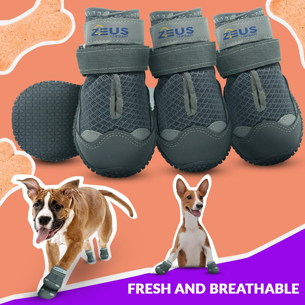 ZEUS URBAN dog boots ideal for hiking and camping over rough terrain.