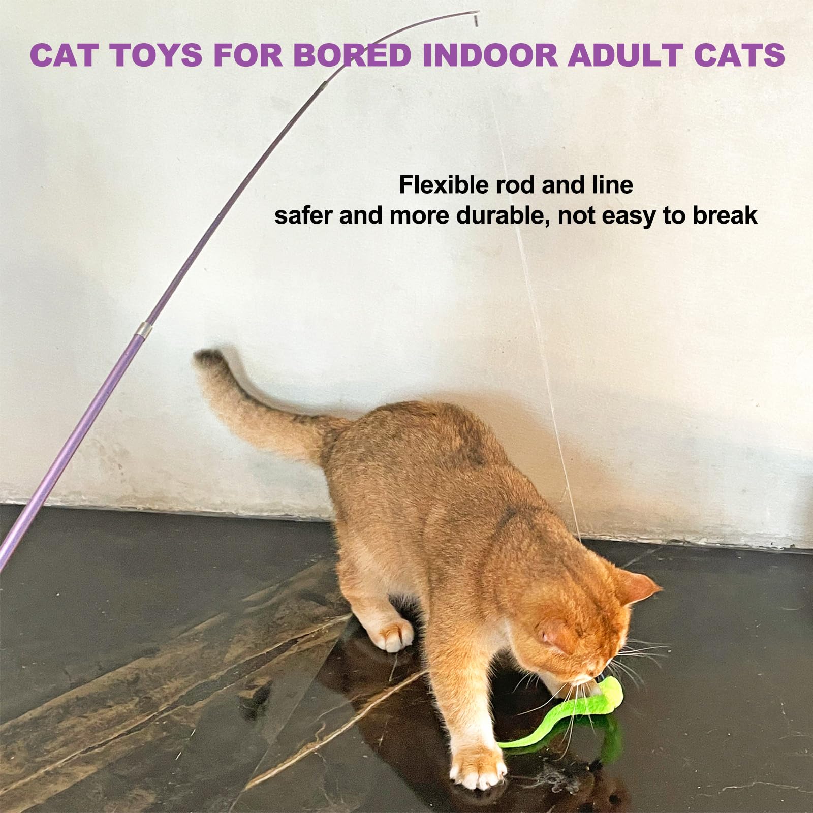 ZeyZoo cat feather fishing pole: fluttery attachment inspires swift chasing and jumping.