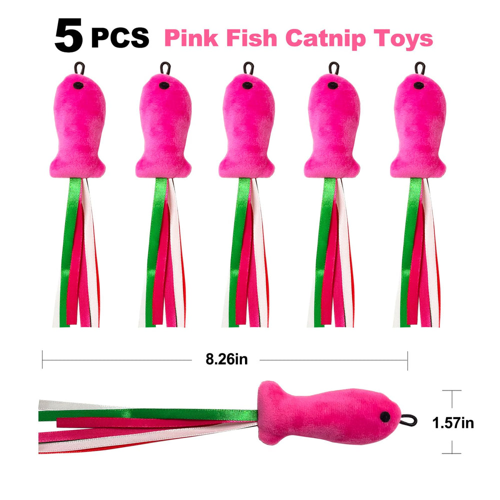 ZeyZoo pink fish toy closeup plush texture aids kitten teething