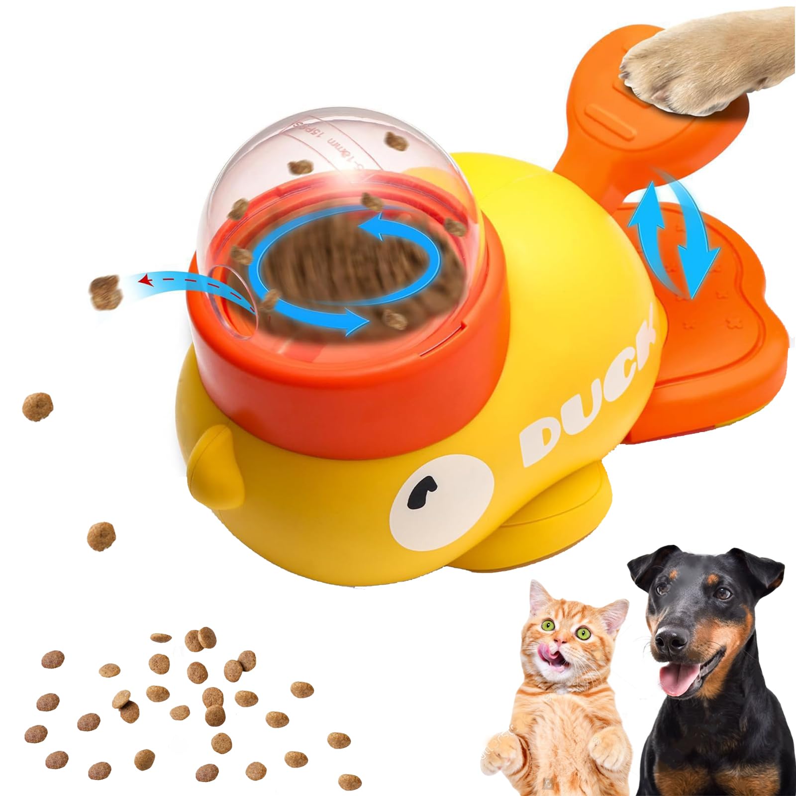 ZHAKKE duck-shaped pet toy with interactive dispenser for enrichment.