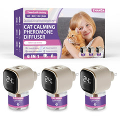 ZHANGK multi-cat calming diffuser in living room promotes calmer cats.