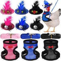 Zhanmai chicken harness with leash during outdoor walk for easy control