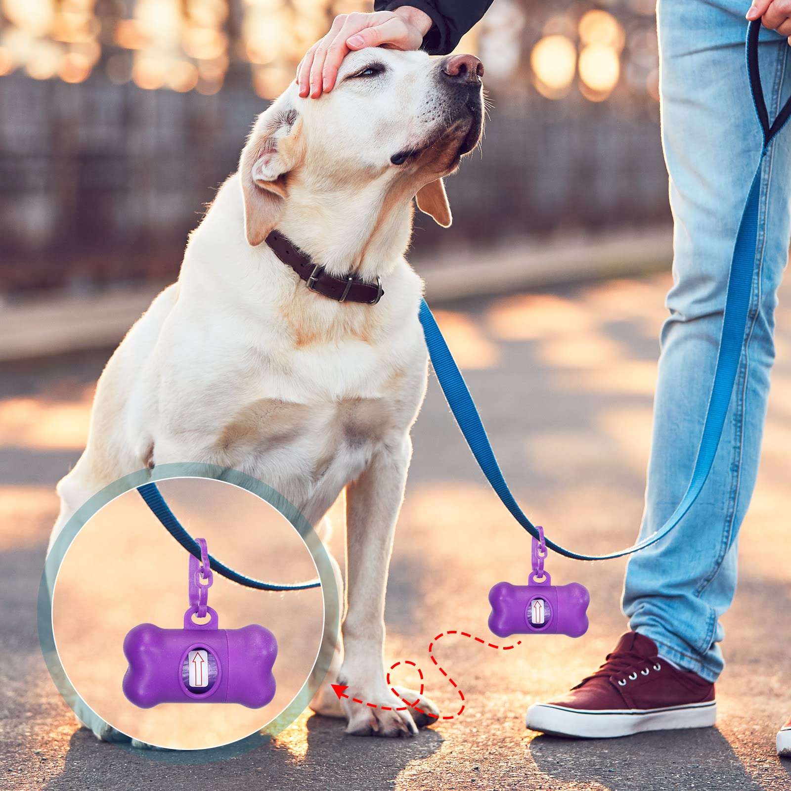 Zhehao bone dog poop bag holder attached to leash for outdoor adventures