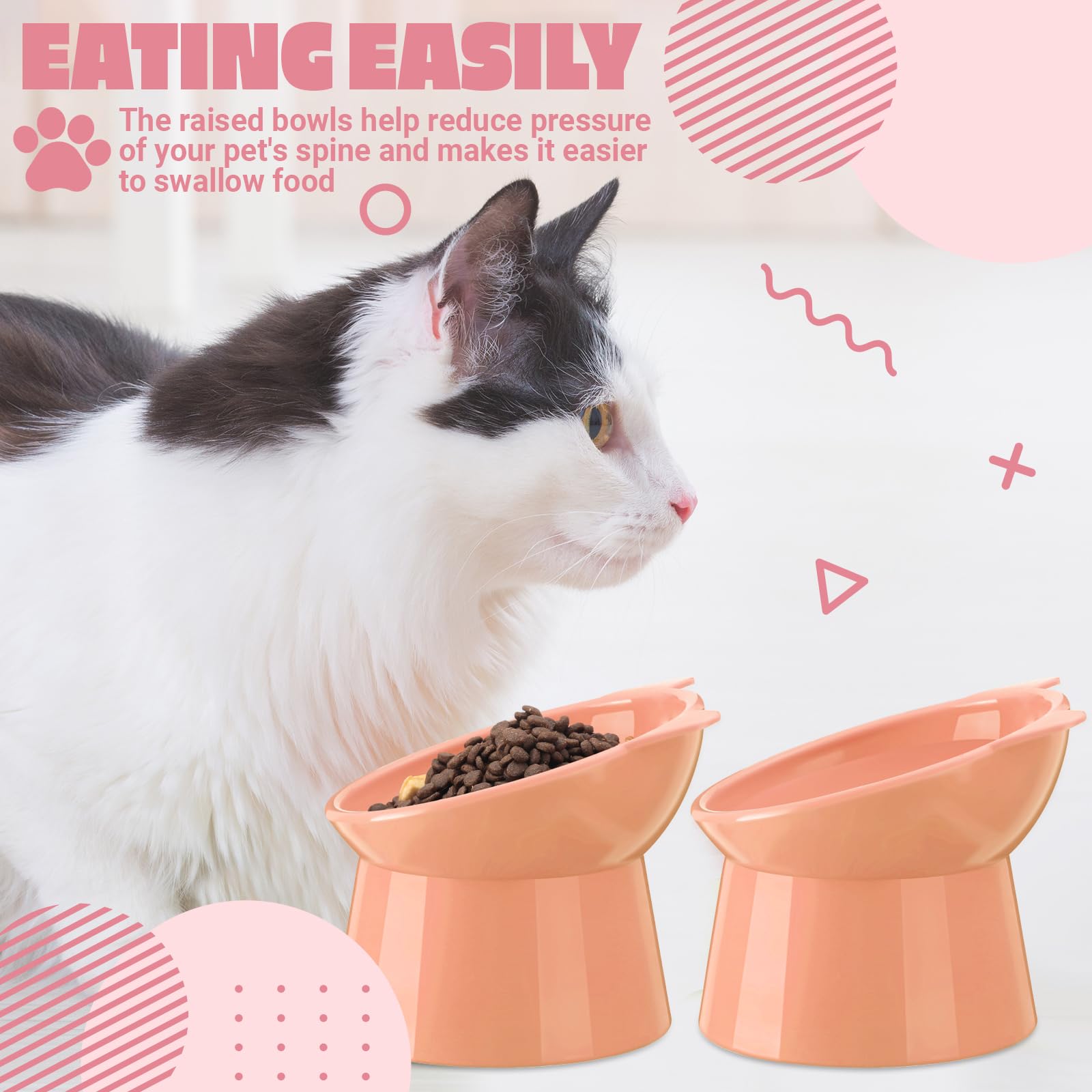 Zhehao cat ears peach color bowls add playful charm during feeding.