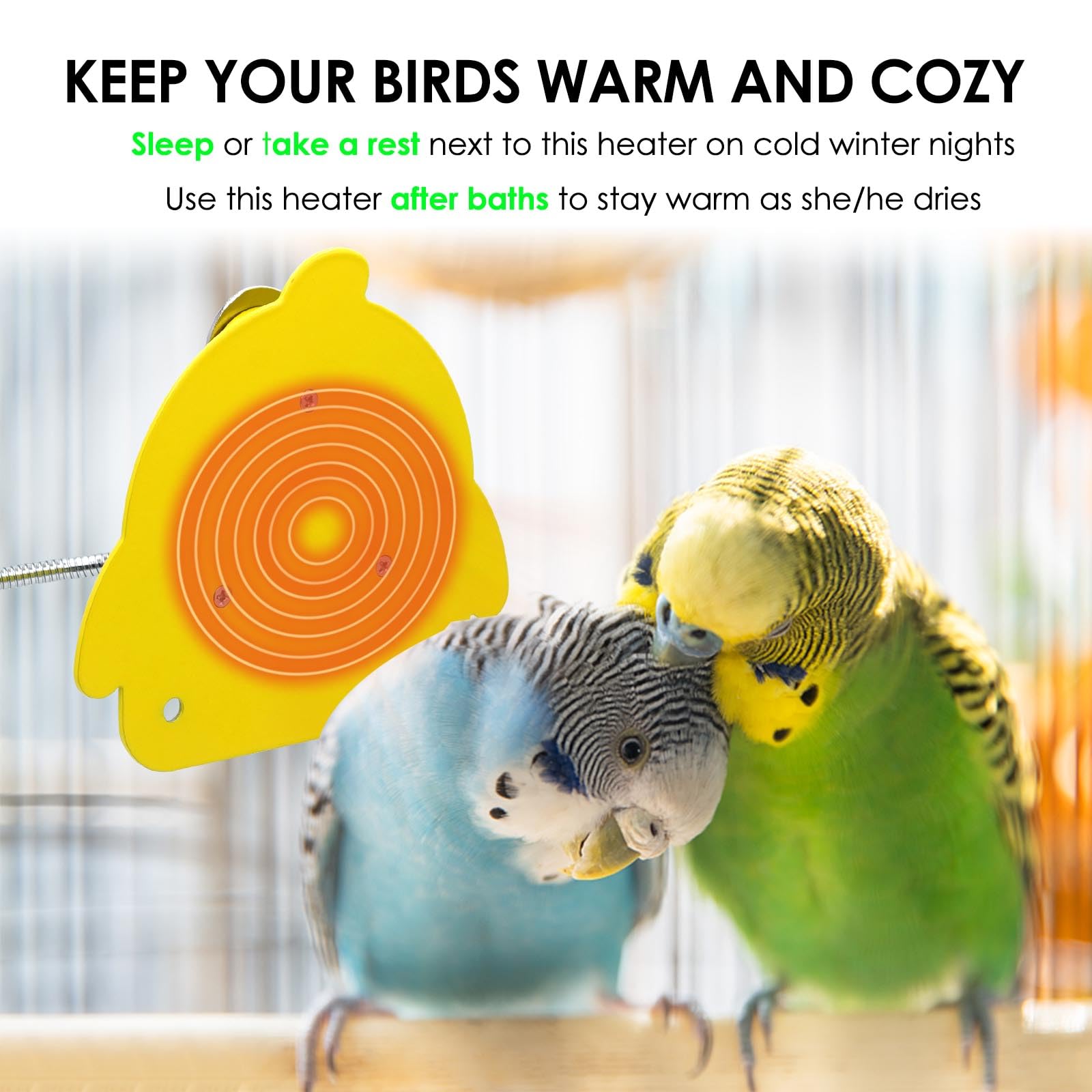 ZHEQOGZH bird cage heater installation with wings-nuts makes setup simple.