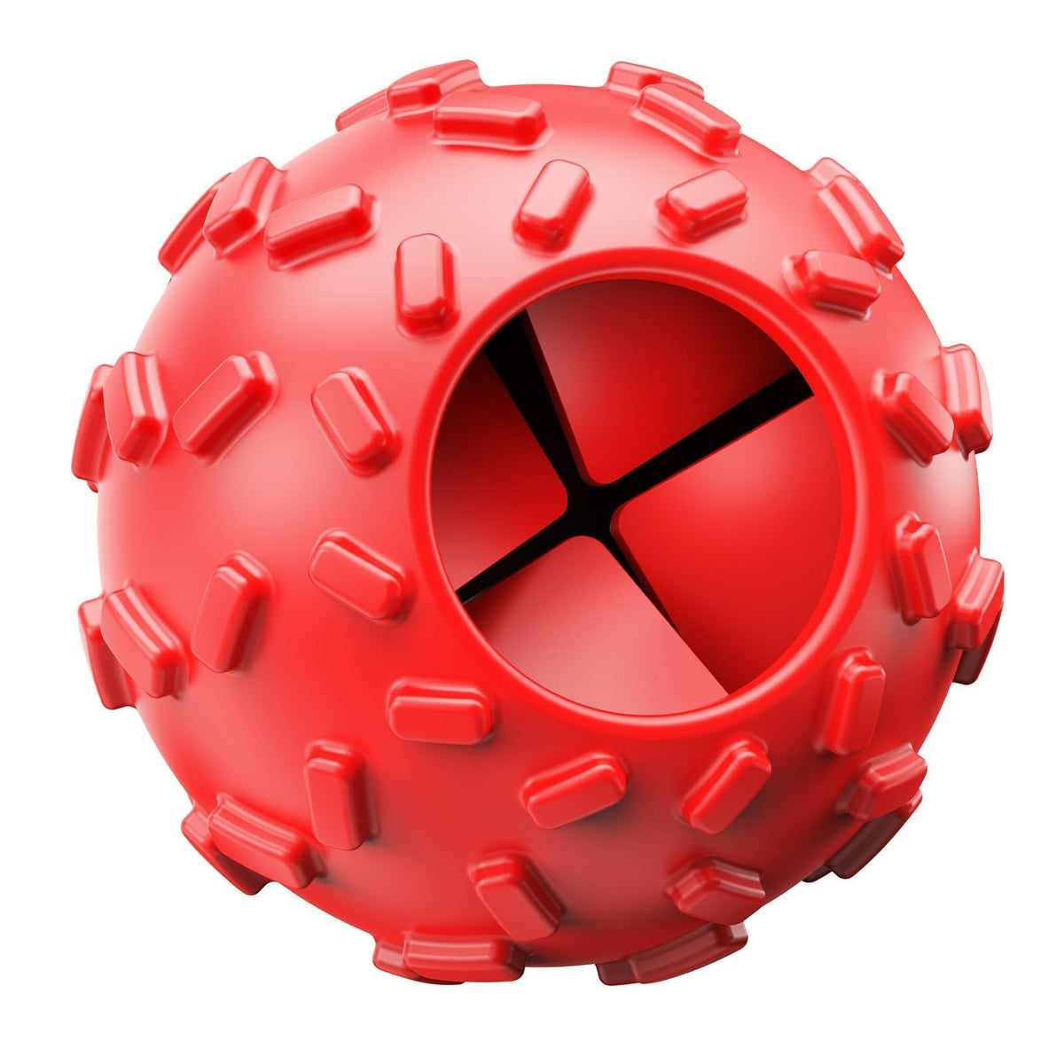 ZHIERDE Treat Dispensing Ball close-up shows durable puzzle design for slow feeding.