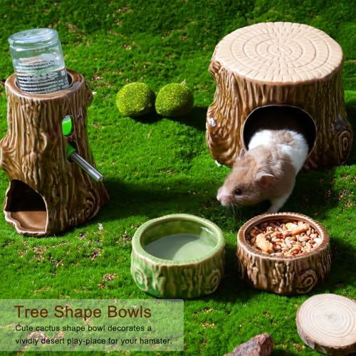 Zhilishu two-pack ceramic hamster bowls for organized feeding