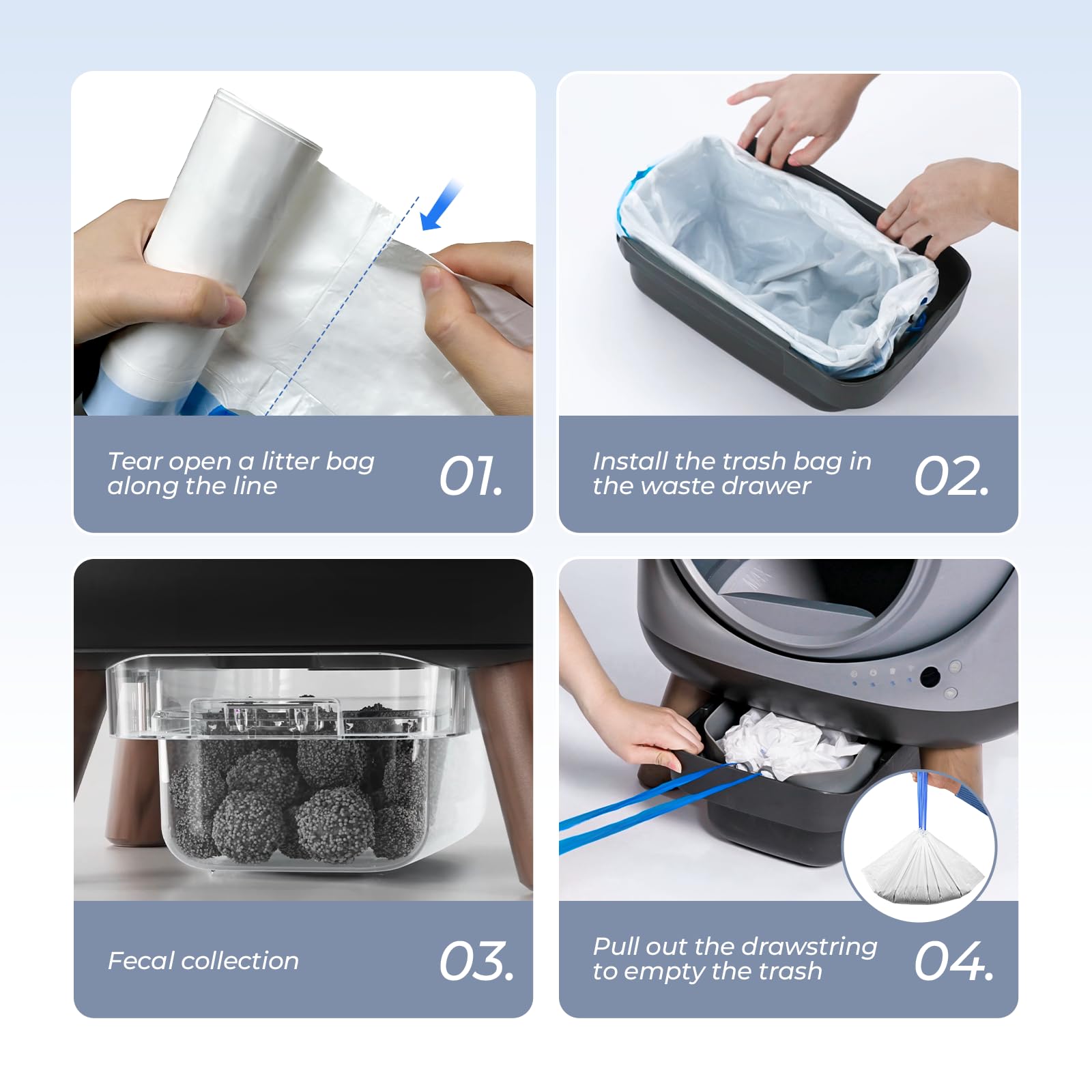 ZHMZ litter box liners heavy-duty material closeup highlights tear-resistant design.