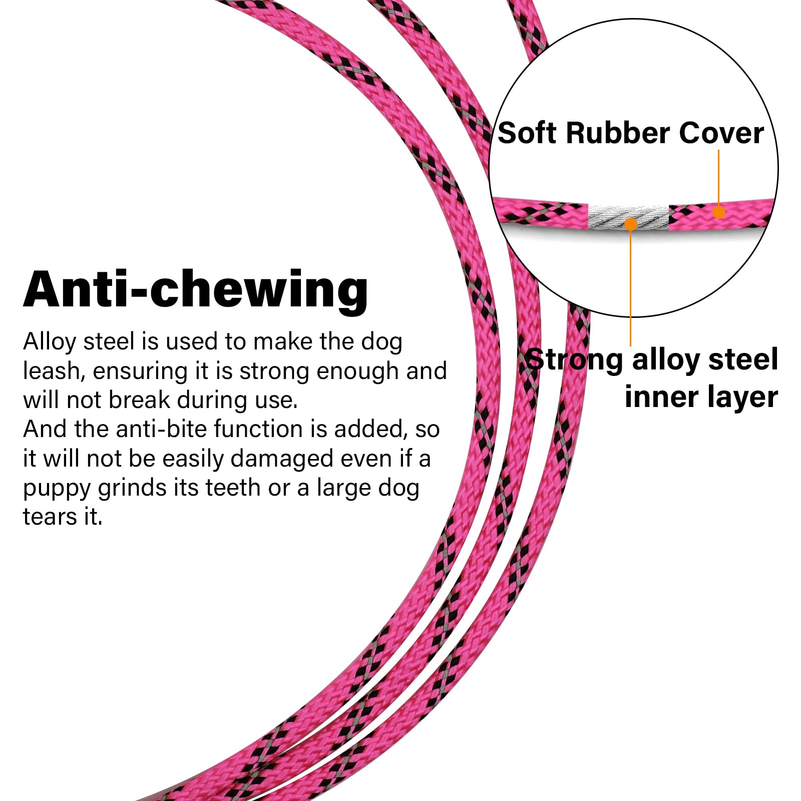 ZHOMA chew-proof dog leash with comfortable handle for longer walks.
