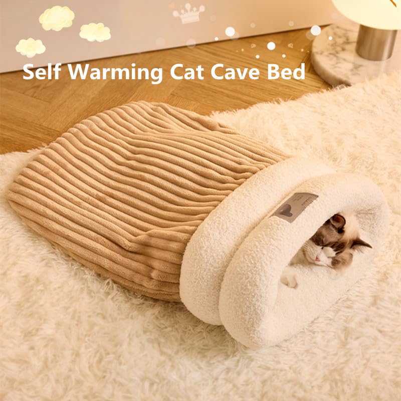 ZHUANXUA Zhuandis self-warming cat bed in blue provides restful den-like space.