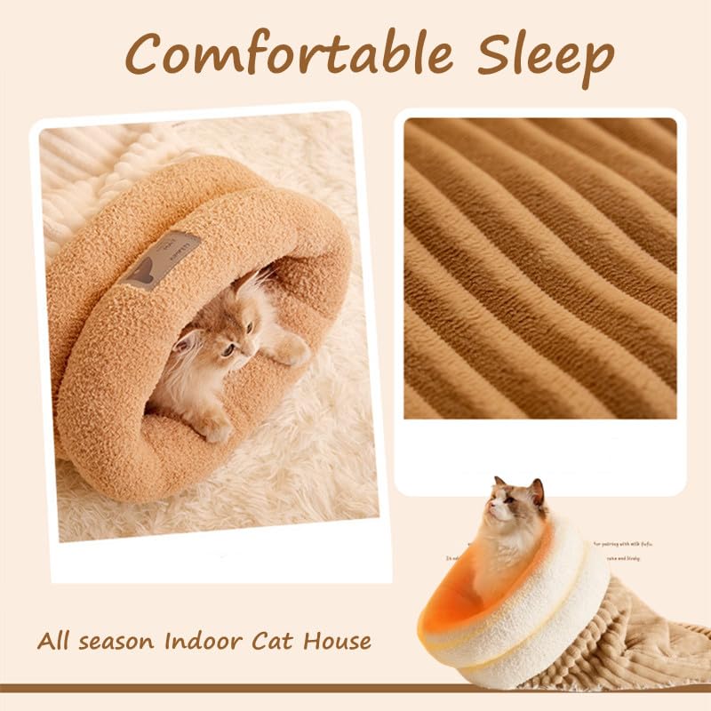 ZHUANXUA cat sleeping bag bed 2-in-1 design flipped for two comfy looks