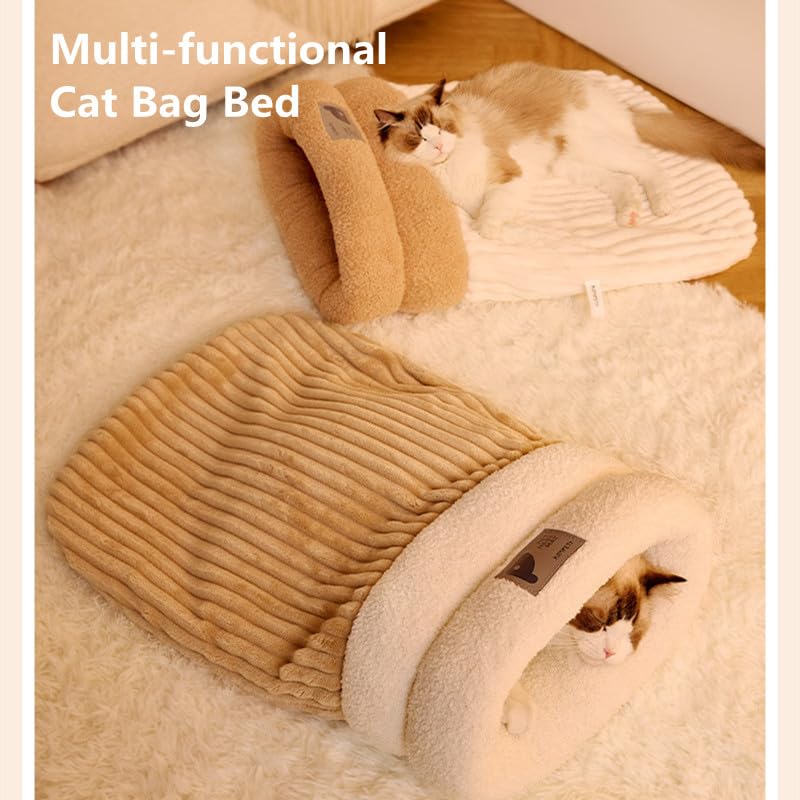 ZHUANXUA cat sleeping bag bed 360-degree warmth for winter lounging