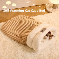 ZHUANXUA cat sleeping bag bed interior fluff creates cozy resting den