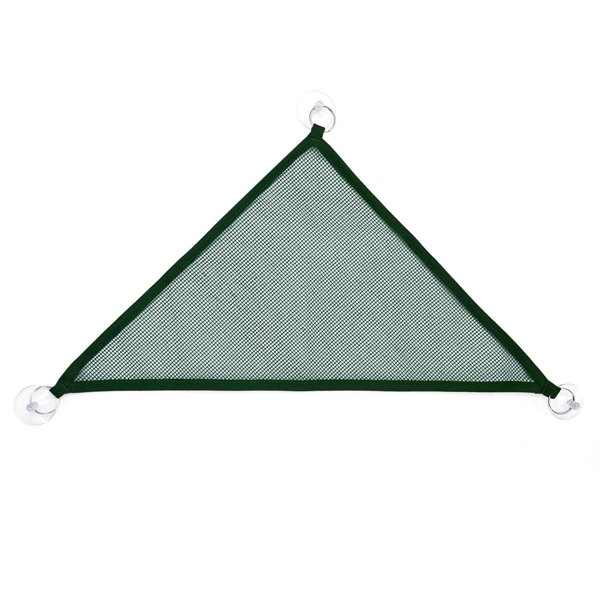 Zhuohai green triangular hammock installed on a window for basking.