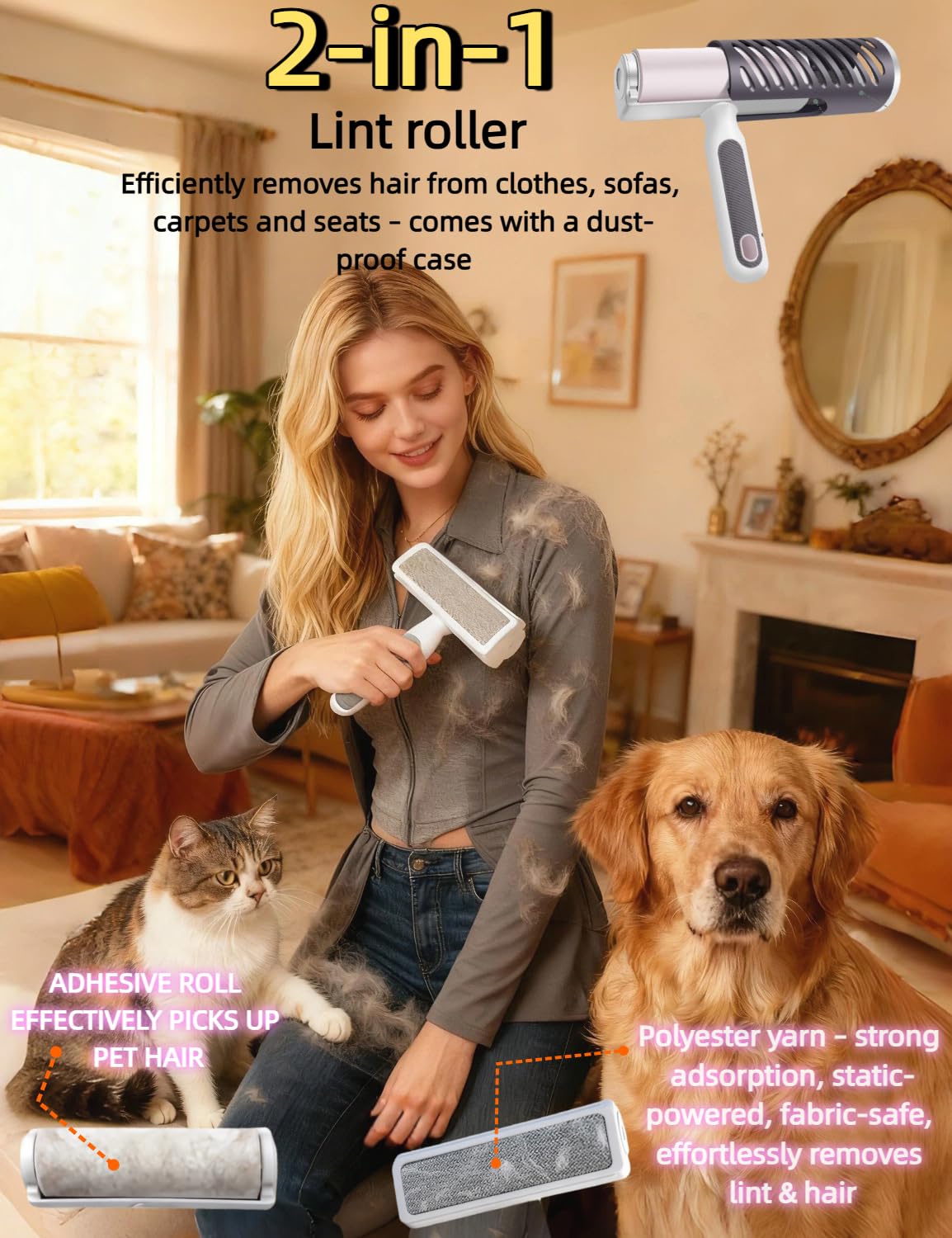 Zhuoyue ZX hair-pickup roller features electrostatic pickup and tape roller