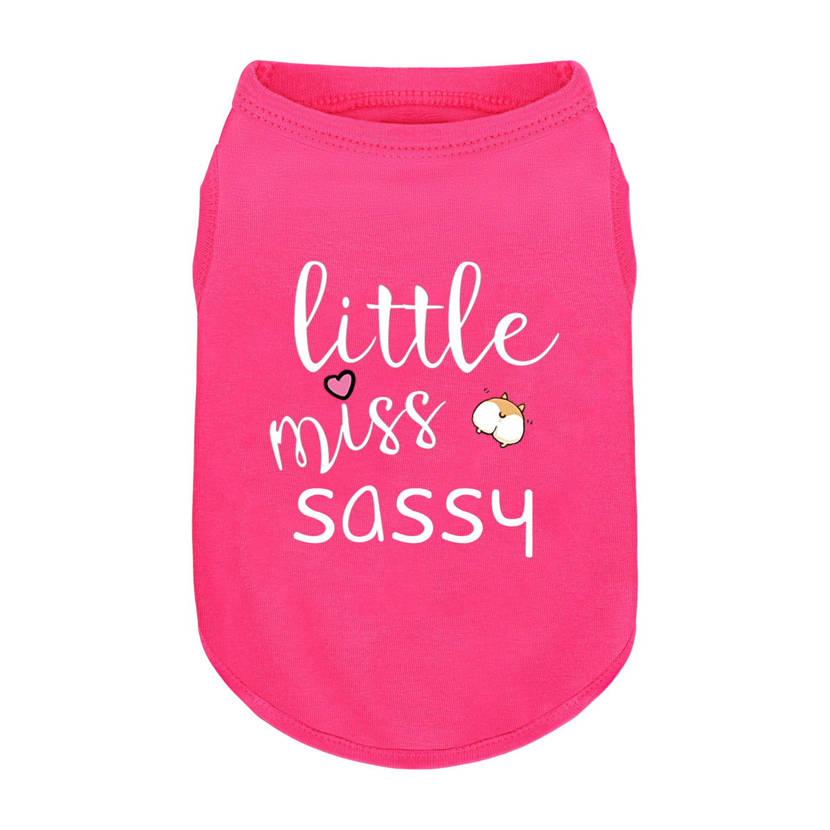 ZIAGAOP pink cotton dog shirt front view with Little Miss Sassy print for adorable park photos