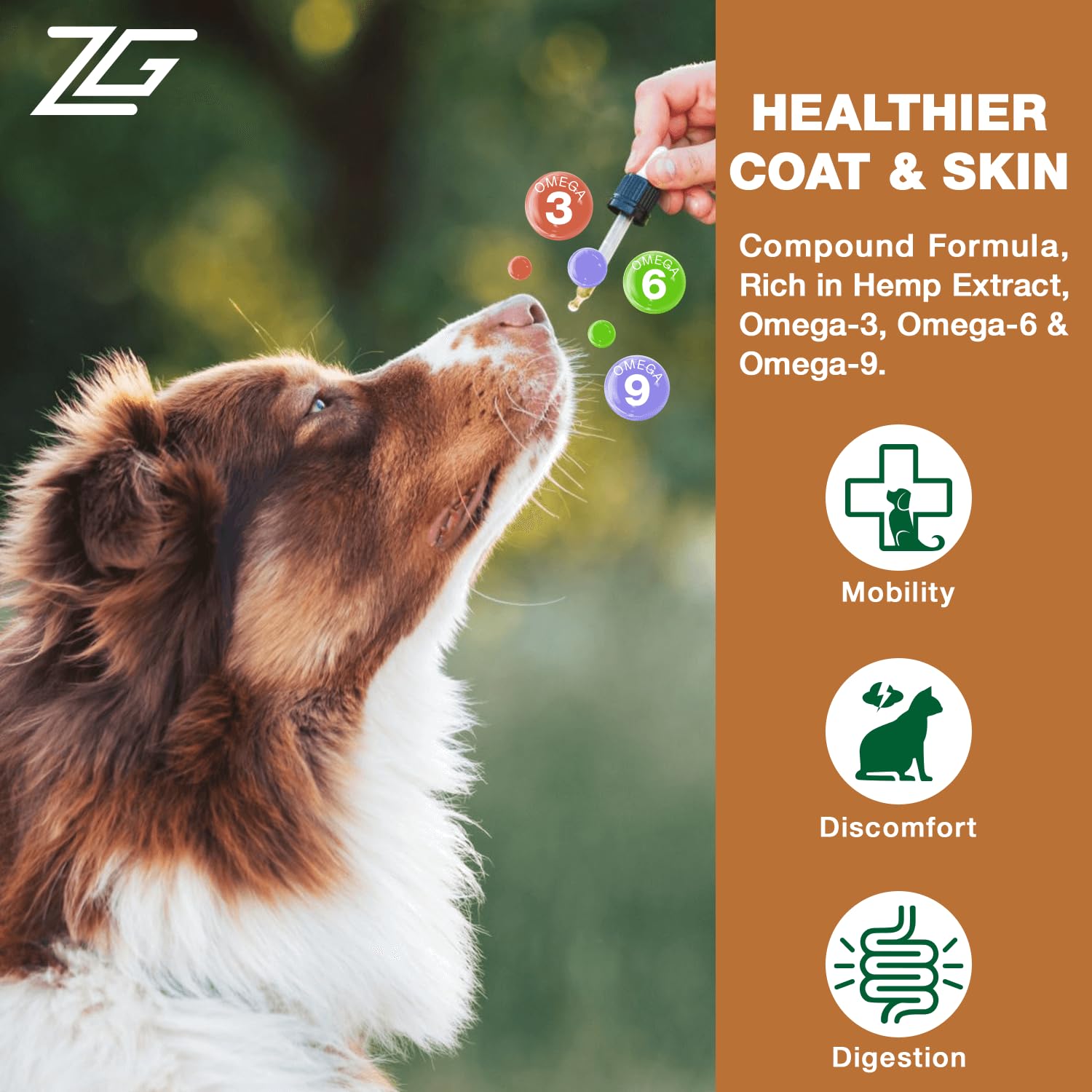 ZiehooGe hemp oil for dogs and cats joint comfort after play supports mobility.