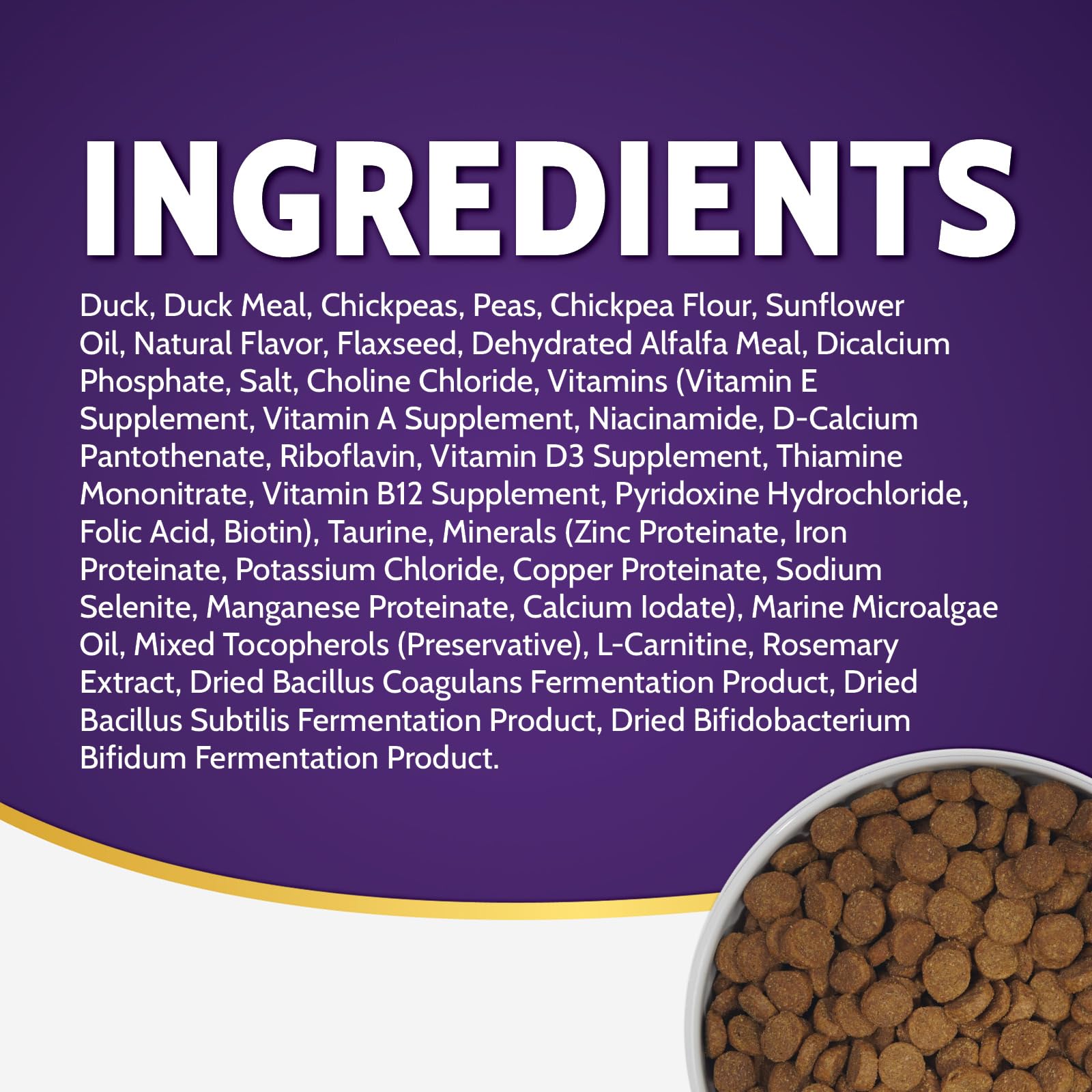 Zignature Duck dog food bag open with contents illustrating a limited-ingredient formulation.